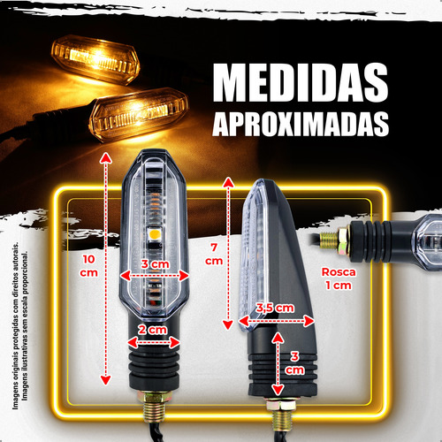 Kit 4 Piscas Seta Cristal 12v Para Guidão Com Rosca