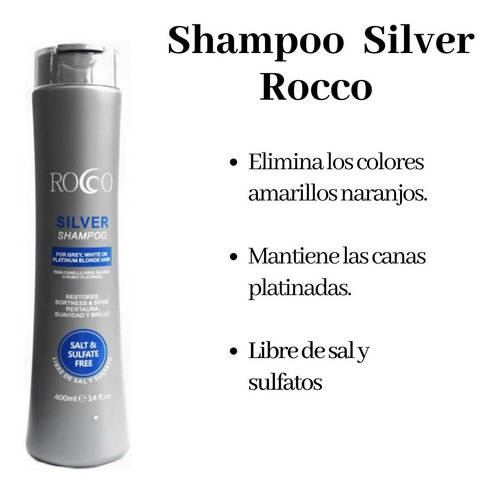 Imagen 1 de 2 de Shampoo Silver Rocco Sin Sal Restaurador Color Gris- Rubio