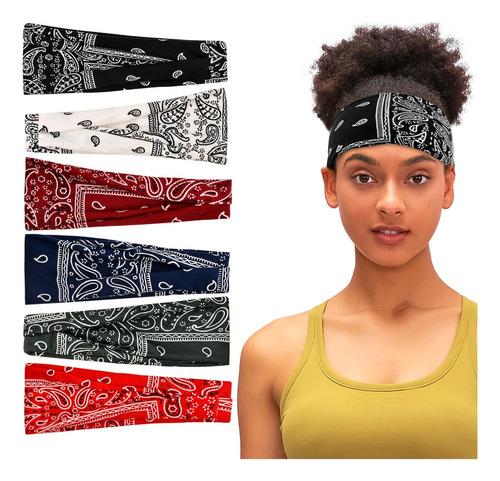 De 6 Banda Para Cabello Cabeza Deportiva Ancha Elástica