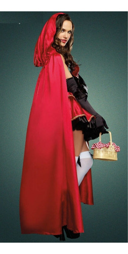 Vestido De Caperucita Roja Con Capa Y Guantes Para Mujer