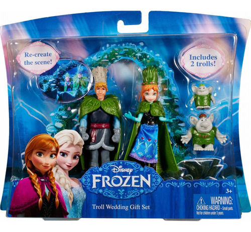 Figuras Frozen Boda De Anna Y Kristoff, Incluye 2 Trolls