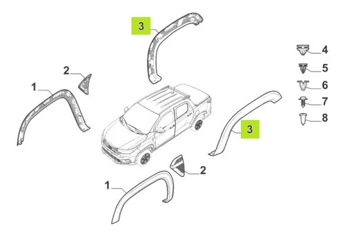 Fender Tras. Izq. -original- Fiat Strada Endurance 1.42020-