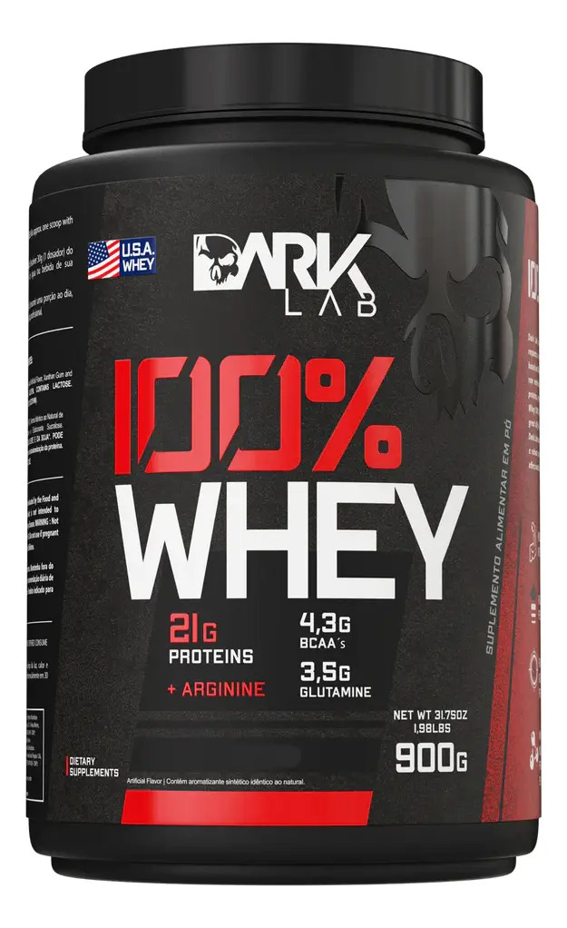 100% Whey Pote 900g | 30 Porções | - Dark Lab Sabor Morango