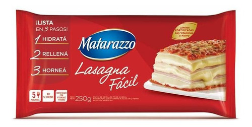 Pack X 24 Unid. Lasagna  Fortificada 250 Gr Matarazzo Fideo