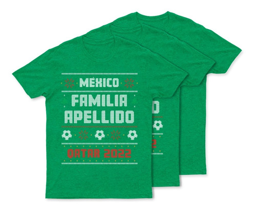 Kit 3 Playeras Personalizada - Familiar- México - Qatar 2022