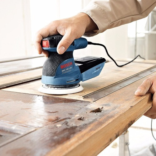 Lijadora profesional roto orbital Bosch Professional GEX 125-1 AE con sistema velcro azul 250W 230V
