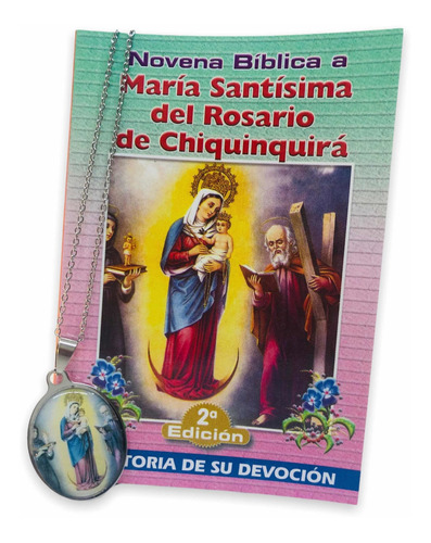 Medalla Virgen De Chiquinquira Con Cadena En Acero+ Novena