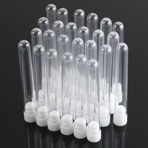 25 Tubos De Ensayo Transparentes De Plástico, 15 Mm X 100 Mm