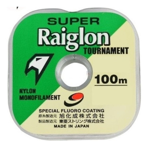 Linha Mono. Super Raiglon 0,205mm 10,9lbs/4,9kg - 100 Metros Cor Verde