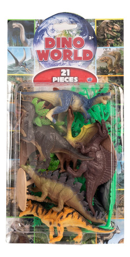 Playset Animales Dinosaurio X 21 Unidades Color Modelo 2 - Con Dino Verde