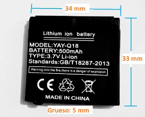 Bater a Para Smart Watch Q18 3.7 V 500mah Modelo Yay q18 Lit