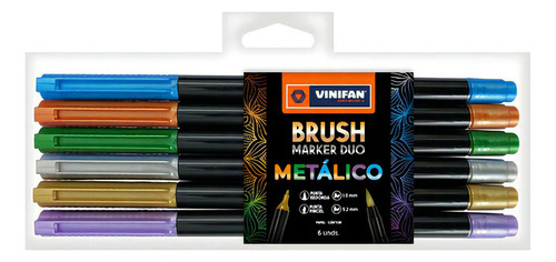 Marcador Vinifan Brush Marker Duo Metalizado X6 (76195)