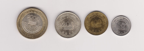Lote 4 Moneda Colombia 50$+100$+200$+1000$ Año 2012 Excelent