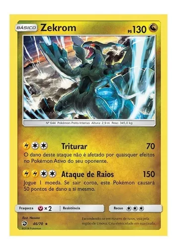 Carta Pokémon Lendário Zekrom Dragões Soberanos