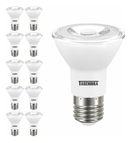 Kit 10 - Lâmpada Led Taschibra Par20 7w E27 38º Bivolt  Cor Da Luz Branco-neutro 4000k