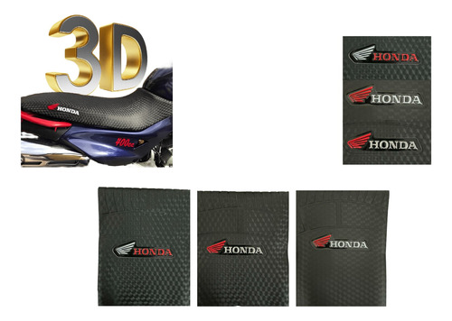 Capa De Banco Para Moto Logo Vermelha Branca Prata Honda 3d