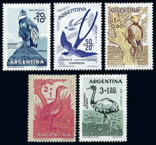 1960 Fauna- Aves - Argentina (sellos) Mint