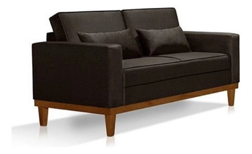 Conjunto Sofá Living Valência 2 Lug. + 2 Poltronas - Veludo Cor Marrom Desenho Do Tecido Liso