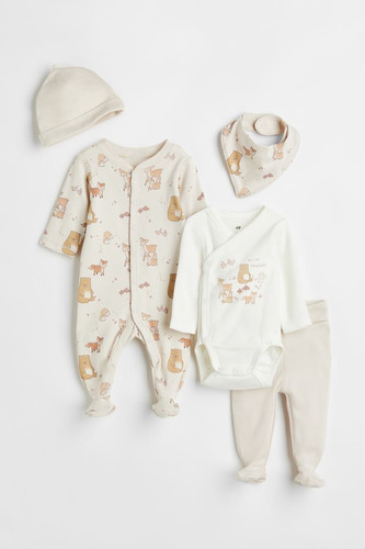 Set Conjunto De 5 Piezas H&m Kids Animalitos Talle 3 Meses