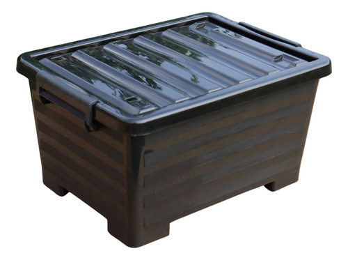 Caja Contenedor Almacenamiento Plástico 48 Litros Con Ruedas Color Negro