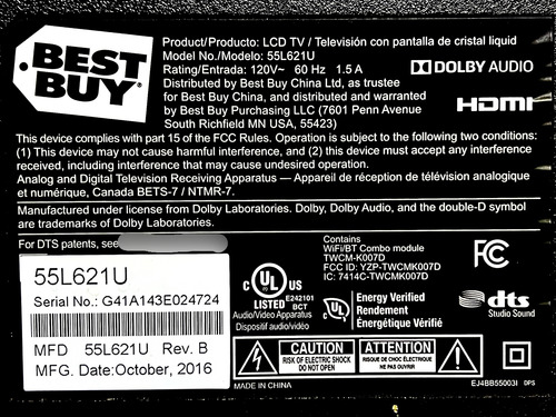 Tarjeta Madre Main Toshiba 55l621u Sbb55t Vtv-l55730 (Usado)