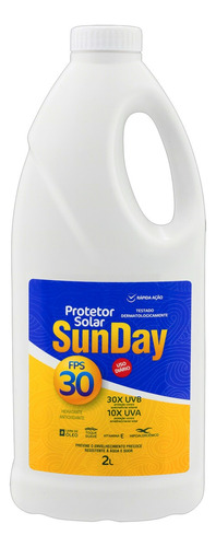 Protetor solar Sunday Protector Solar FPS 30 em creme 1 unidade de 2 L