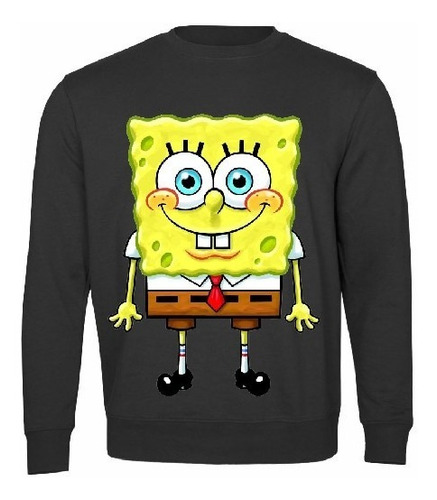 Polerón Negro Hombre Padre Estampado Bob Esponja