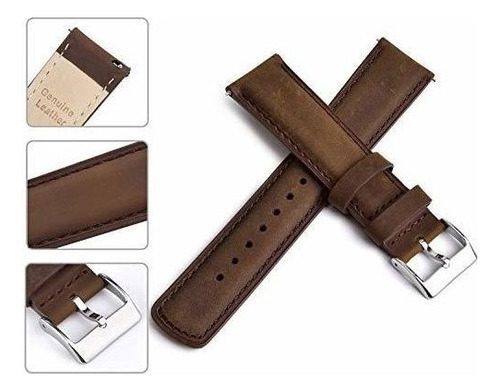 Malla Para Rejoj Analogico Cuero Genuino S Brown Silver 24mm
