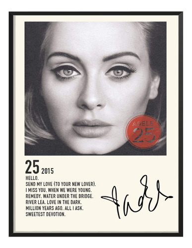 Poster Adele Album Music Tracklist 25 80x60
