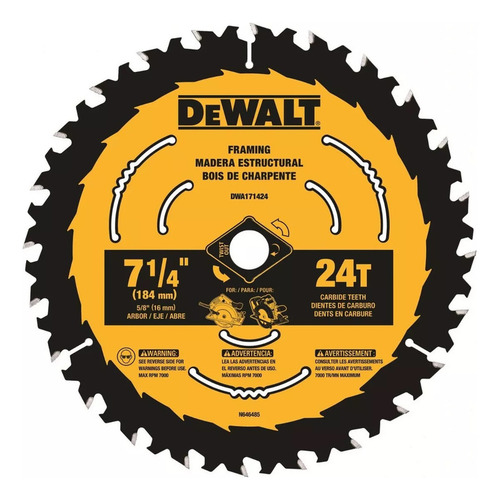 Hoja De Sierra Circular Dewalt, 7 1/4 Pulgadas, 24 Dientes,
