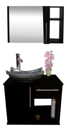 Gabinete Para Baño Con Lavamanos Gris Y Monomando + Botiquin