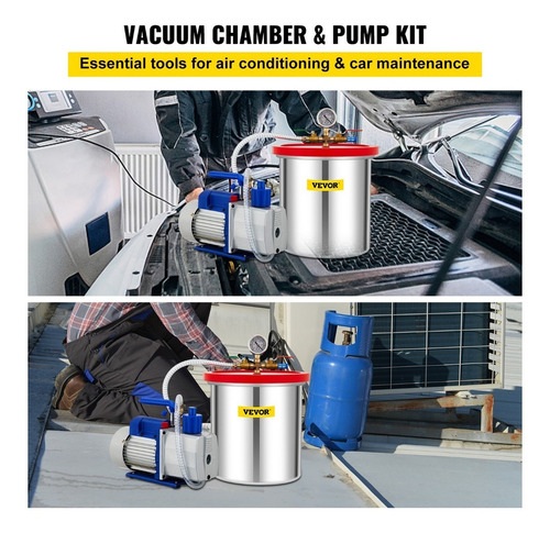 Vevor Kit Cámara De Vacío De 5 Galones+bomba De Vacío 7cfm