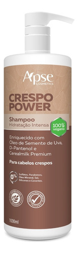  Shampoo Hidratação Intensa Crespo Power Vegano Apse 1 Litro