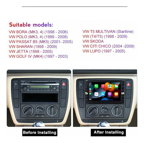 Estereo Android 11 Carplay Para Mk4 Mk5 Jetta Bora Polo 2+32