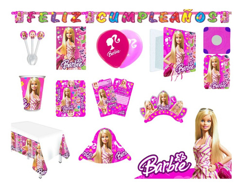 Kit Decoración Piñata Fiesta Infantil Barbie Cumpleaños 