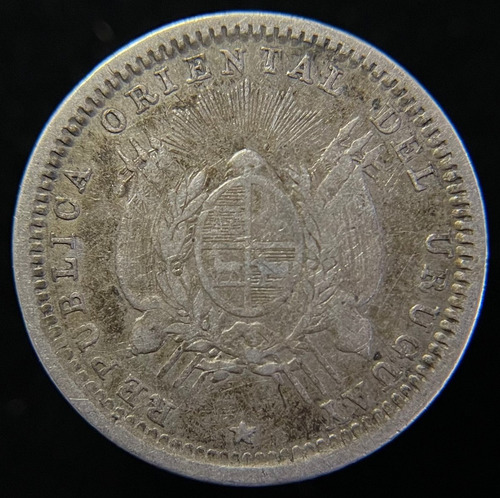Uruguay, 10 Centesimos, 1893. Plata. Vf