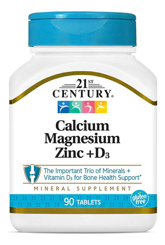 Cálcio Magnésio Zinco + D3, 90tbt Importado Century 