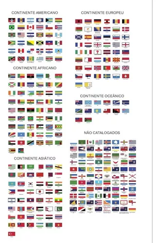 Coleção de bandeiras de países do mundo com nomes