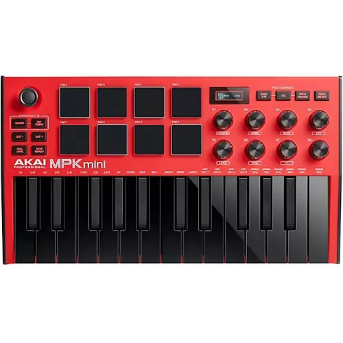 Akai Mpk Mini Mk3 Controlador Midi 25 Teclas Rojo