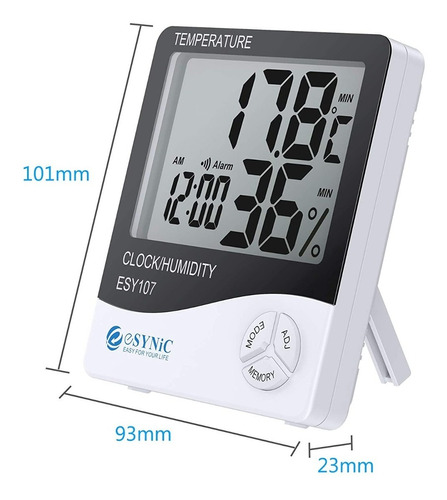 Medidor De Temperatura Y Humedad Con Reloj 