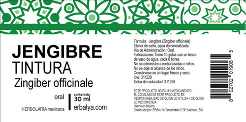 Jengibre Tintura Gotas Suplemento Extracto Natural