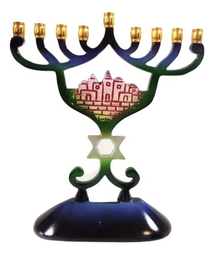 Menorá Moderna De Hanukkah Con Motivo De Jerusalén, Diseñ