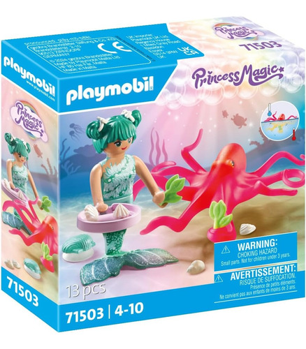 Figura Armable Playmobil Princess Magic Sirena Con Pulpo 3+ 48 Playmobil