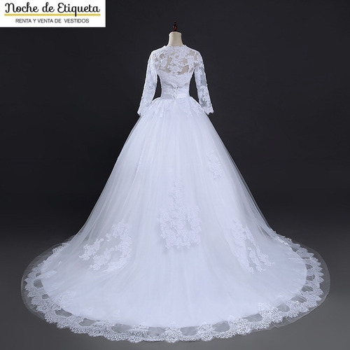 Imagen 3 de 5 de Vestido De Novia Strapless C/torera Manga Larga Encaje