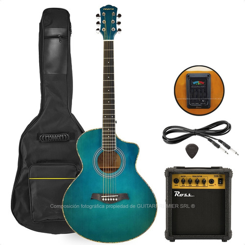 Guitarra Electroacustica Premium Eq Afinador Ampli Funda Pua