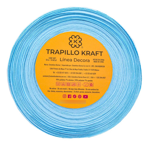 Trapillo Poliester Paq De 5 Rollos De 50 Mts C/u E. Erika 6 Azul Cielo