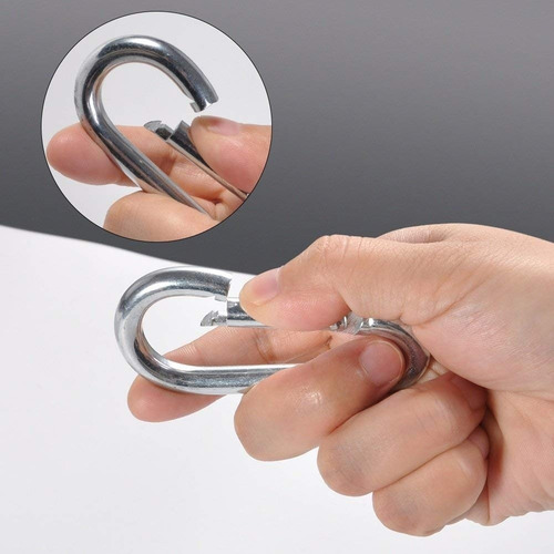 Mosquetão Em Aço Inox Com Trava Automatica Sem Olhal 11m X 120mm Ideal Para Barcos Lanchas Iates Veleiros Aventuras Escaladas Rapel Chaveiros Guia Coleira Pet Prender Na Mochila Acampamentos Seavix