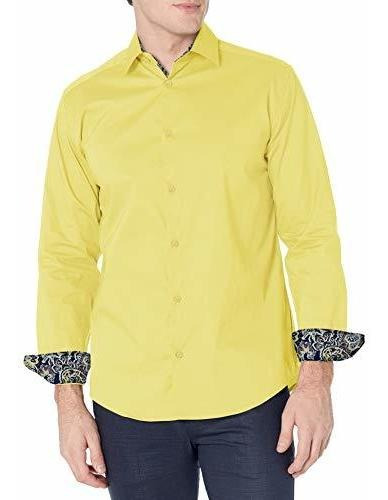 Azaro Uomo Camisa Informal Elástica Con Botones Sólidos Para