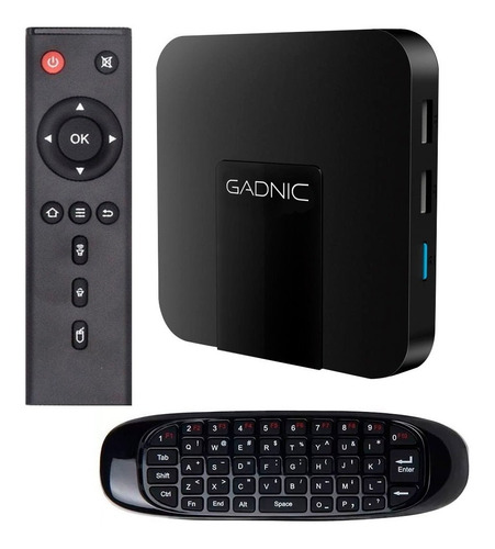 Tv box Gadnic TX-1200 + Teclado Air Mouse KSMTV030 estándar 4K 16GB negro con 2GB de memoria RAM