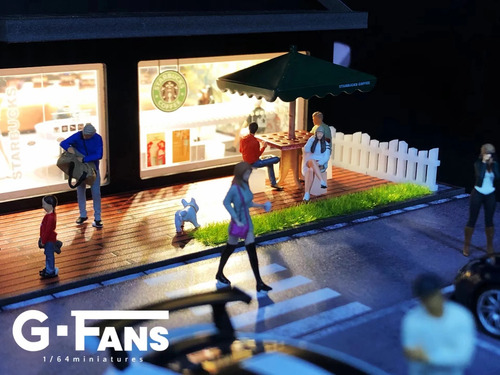 Diorama Starbucks Cafetería Escala 1/64 Luz Led Hot Wheels
